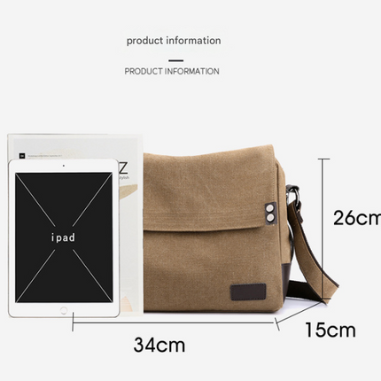Grey Men's Large Capacity Canvas Messenger Bag Lightweight Multi-Pocket Crossbody Shoulder Bag for Work Casual Travel iPad Compatible