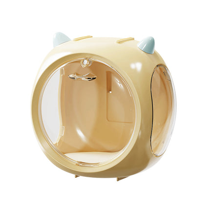 Yellow Cute Magnetic Display Case - Dustproof 'Space Capsule' Box for Figures & Collectibles