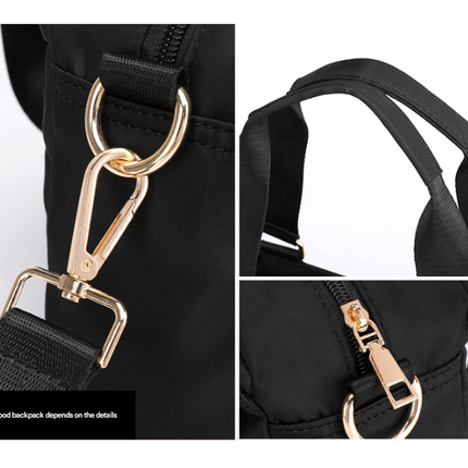 Black Women's Large Capacity Water-Resistant Nylon Handbag Multi-Compartment Crossbody Shoulder Bag for Work Travel and Daily Use 30cm