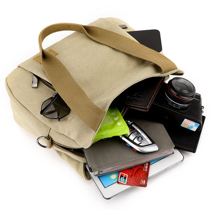 Black Multi-functional Large Capacity Canvas Tote Bag - Versatile 3-Way Adjustable Shoulder and Crossbody Handbag for Work, Travel, and Daily Use