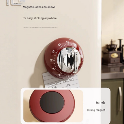 Green Magnetic Mechanical Kitchen Timer - 60-Minute Visual Countdown Clock for Cooking, Study, and Kids Time Management - No Battery Required