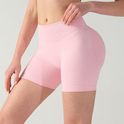 M Black High-Elastic Hip Yoga Shorts - Seamless Mid-Intensity Pilates Workout Shorts