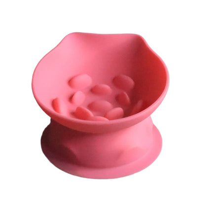 L Pink 2-Piece Elevated Silicone Pet Bowl Set