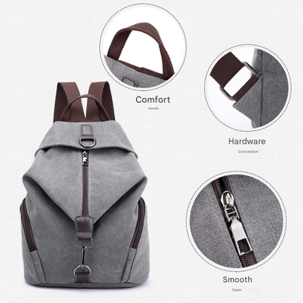 Light Blue Women's Vintage Canvas Backpack Casual Daypack Retro College School Bag Large Capacity Rucksack for Travel Work & Daily Use