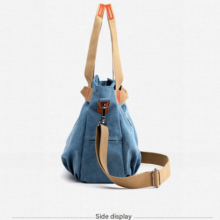 Pink Women's Retro Canvas Tote Bag Large Capacity Shoulder Handbag Adjustable Crossbody Strap 35cm for Travel Work & Daily Use