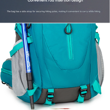 Purple Professional Large Capacity Hiking Backpack - Waterproof Lightweight Outdoor Trekking Rucksack with Hydration Port and Emergency Safety Whistle