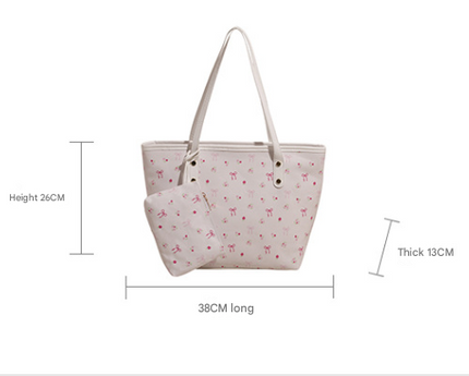 Coffee Large Capacity Daily Commuter Tote Bag Set | Versatile Shoulder Handbag with Matching Pouch | 38cm Length Casual Carryall