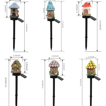 Blue House Solar Powered Mushroom House Garden Stake Lights - Outdoor Waterproof Resin Landscape Decorative Lamps with Warm LED Glow for Patio, Lawn, and Yard