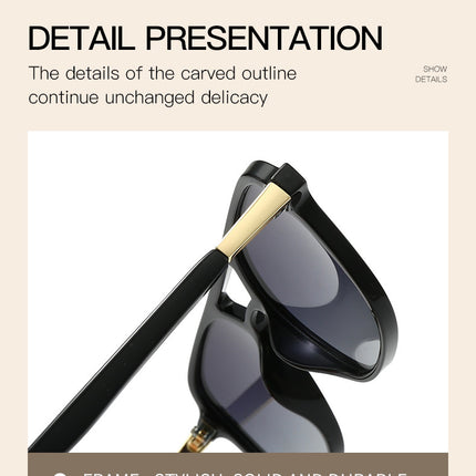 Black Retro Double Bridge Square Frame Polarized Sunglasses - Driving Sun Protection Eyewear
