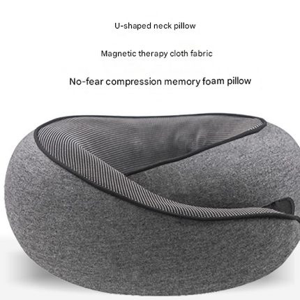 Light Grey Ergonomic Memory Foam Travel Neck Pillow - U-Shaped Support for Naps & Journeys