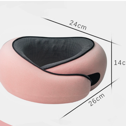 Pink Ergonomic Memory Foam Travel Neck Pillow - U-Shaped Support for Naps & Journeys