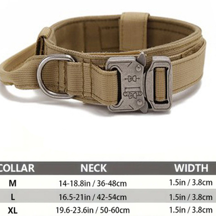 L Army-green Heavy Duty Tactical Dog Collar | Military Grade Nylon with Zinc Alloy Quick-Release Buckle | Padded Training Collar for Medium to Large Breeds