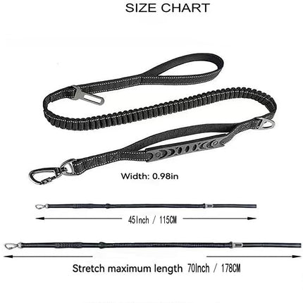 Rose Red Heavy Duty Elastic Bungee Dog Leash | Anti-Pull Safety Shock Absorber | Multi-Functional Training Lead for Medium to Large Dogs