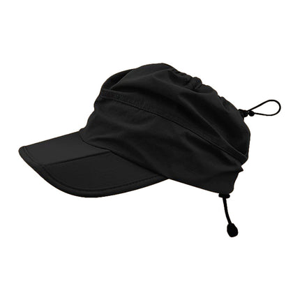 Black Outdoor Quick Dry Sun Hat - Foldable Visor Cap - UV Protection - 55-58cm