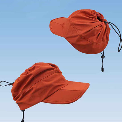 Black Outdoor Quick Dry Sun Hat - Foldable Visor Cap - UV Protection - 55-58cm