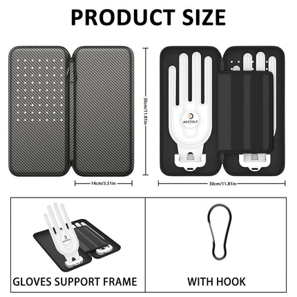 Grey Golf Glove Bag with Dual Glove Support Frame & Hook - Convenient Storage for Tees, Ball Markers and Golf Accessories