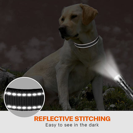 Rose Red 5pcs Tactical Reflective Dog Collar with Quick-Release Safety Lock | Neoprene Padded Nylon | GPS Tracker Pouch Compatible