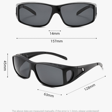 Lightblue-grey 2PCS Men's Polarized Fitover Sunglasses | Wrap-Around Driving Glasses | Wear Over Prescription Eyewear | Dust and Wind Protection