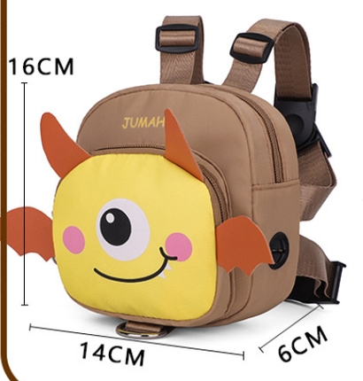 Black Cute Cartoon Monster Pet Backpack | Small Dog Self-Wearing Snack Bag | Adjustable Harness with Leash Attachment and Waste Bag Dispenser