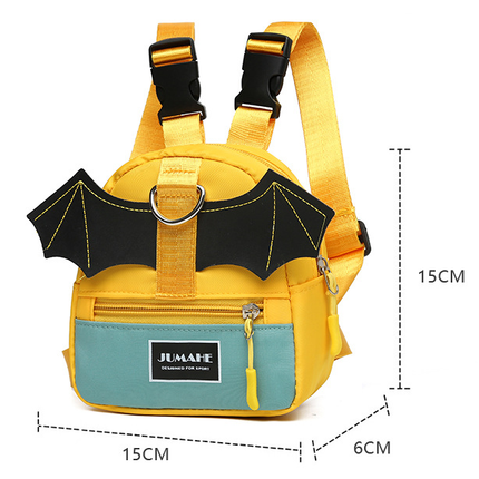 Yellow-green Adorable Bat-Wing Pet Backpack for Dogs | Self-Wearing Snack Pouch | Adjustable Harness Bag with Leash Attachment
