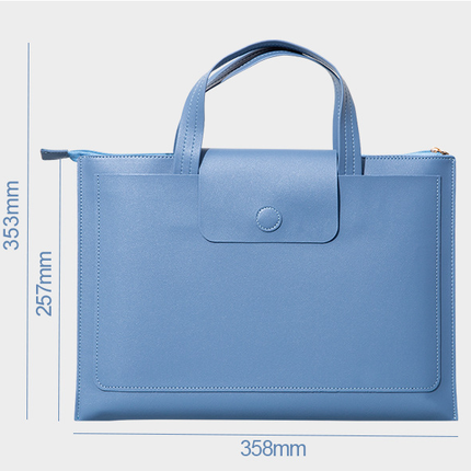 Orange Premium PU Leather Handheld Document Bag | Professional A4 File Organizer | Zippered Business Portfolio Tote