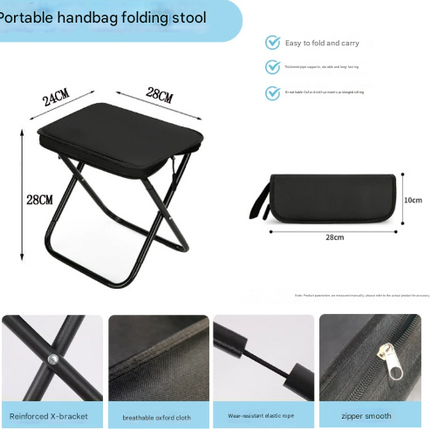 Red Heavy Duty Portable Folding Stool | Compact Lightweight Camping Seat with Carry Bag | Breathable Oxford Fabric for Fishing & Travel