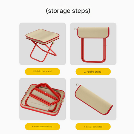 Beige Premium 2-Piece Portable Folding Stool Set | Lightweight Compact Camping Chairs | Durable Outdoor Seats for Fishing, Picnics, and Hiking