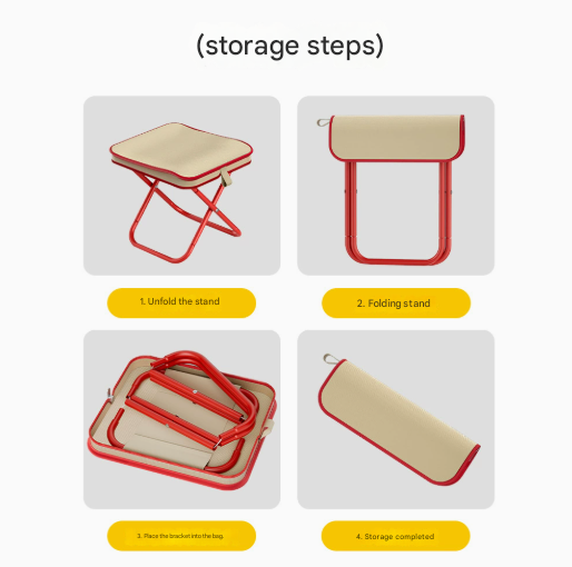 Black Premium 2-Piece Portable Folding Stool Set Lightweight Compact Camping Chairs Durable Outdoor Seats – product detail
