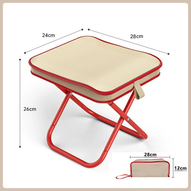 Red Premium 2-Piece Portable Folding Stool Set Lightweight Compact Camping Chairs Durable Outdoor Seats for