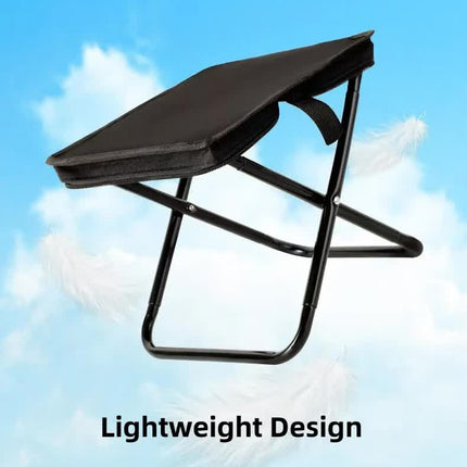 Beige Outdoor Folding Stool with Carrying Handle - Portable Camping Seat, Fishing Chair, Collapsible Zipper Stool for Outdoors, Queueing, and More