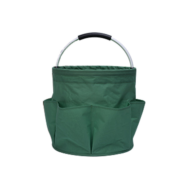 Green 17L Collapsible Handheld Storage Bucket Multi-Pocket Portable Camping & Picnic Basket Durable