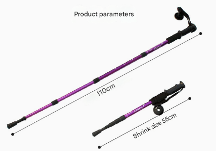 Silver 2-Pack Lightweight Trekking Poles 4-Section Adjustable 52-110cm Walking Sticks Anti-Shock – product detail
