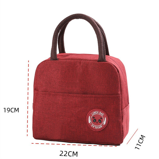 Red Portable Insulated Lunch Bag for Kids & Adults Cute Panda Thermal Bento Tote Lightweight