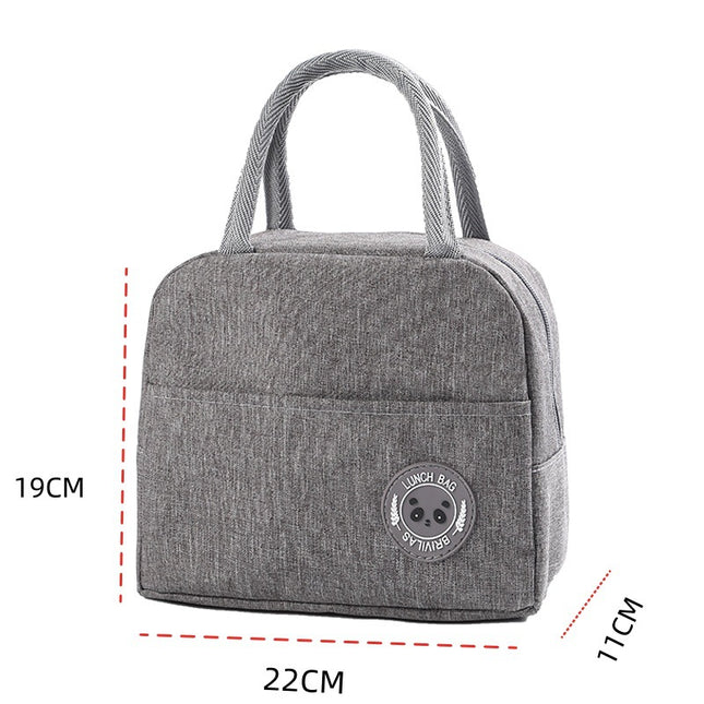 Grey Portable Insulated Lunch Bag for Kids & Adults Cute Panda Thermal Bento Tote Lightweight