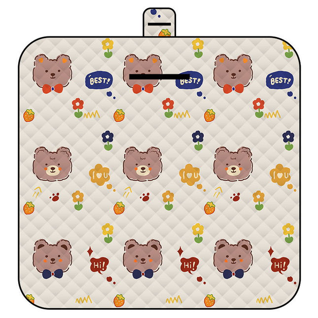 Cute Bow Tie Bear Thick Waterproof Foldable Picnic Mat