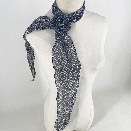 2 Pcs Black Clover Pattern Rose Flower Thin Scarf – Elegant and Versatile Neck Wrap for Women