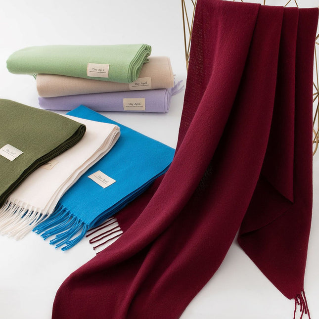 Dark Purple Autumn & Winter Korean-Style Women's Cashmere-Like Scarf – Solid Color, Warm, Versatile Wrap