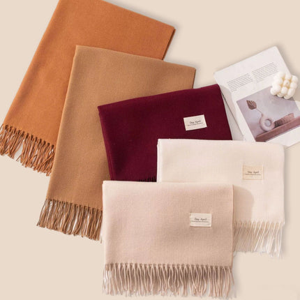 Dark Purple Autumn & Winter Korean-Style Women's Cashmere-Like Scarf – Solid Color, Warm, Versatile Wrap