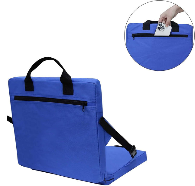 Blue Portable Foldable Outdoor Seat Multi-Functional Stadium & Boat Chair with Carry Handle