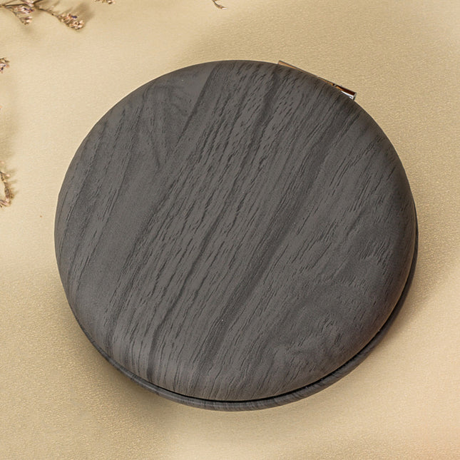 2 Pcs Grey Portable Wooden-Style Makeup Mirror