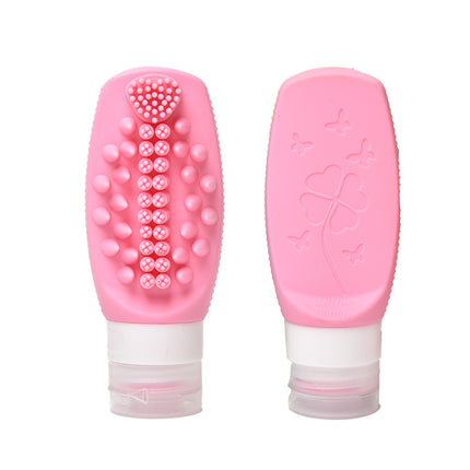 Yellow Travel Silicone Refillable Bottle Set Multi-Functional Soft-Squeeze Dispenser with Built-in Brush – hardware detail