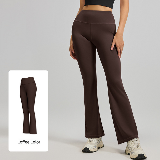 S Coffee High-Waisted Flared Yoga Pants Sculpting & Slimming Fitness Leggings V888-ELOSUNG47081