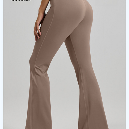 XXXL Coffee High-Waisted Flared Yoga Pants – Sculpting & Slimming Fitness Leggings