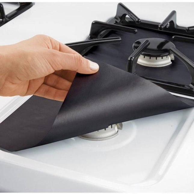 6 Pcs Black Heat-Resistant Gas Stove Mat Non-Stick Teflon Coated Fiberglass Protector for Cooktops (270mm x