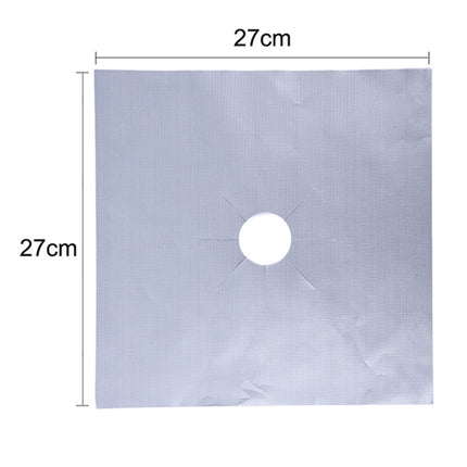 6 Pcs Silver Heat-Resistant Gas Stove Mat – Non-Stick Teflon Coated Fiberglass Protector for Cooktops (270mm × 270mm)