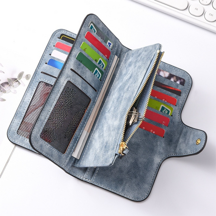 Pink Stylish Large-Capacity Women's Long Wallet Vintage PU Leather Clutch with Zipper and Snap Closure – shape and profile