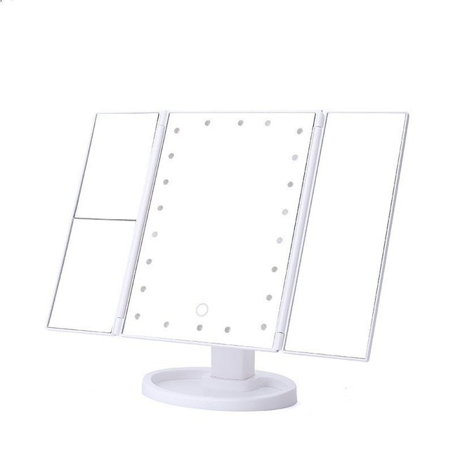 White 360 Degree Rotating LED Tri-Fold Makeup Mirror 22-Bulb Illuminated Vanity Mirror with 1X/2X/3X