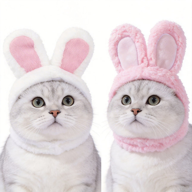 2 Pcs White Adorable Bunny Ears Cat Hat – product detail