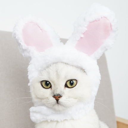 2 Pcs White Adorable Bunny Ears Cat Hat – Soft Plush Pet Costume Headband for Cats