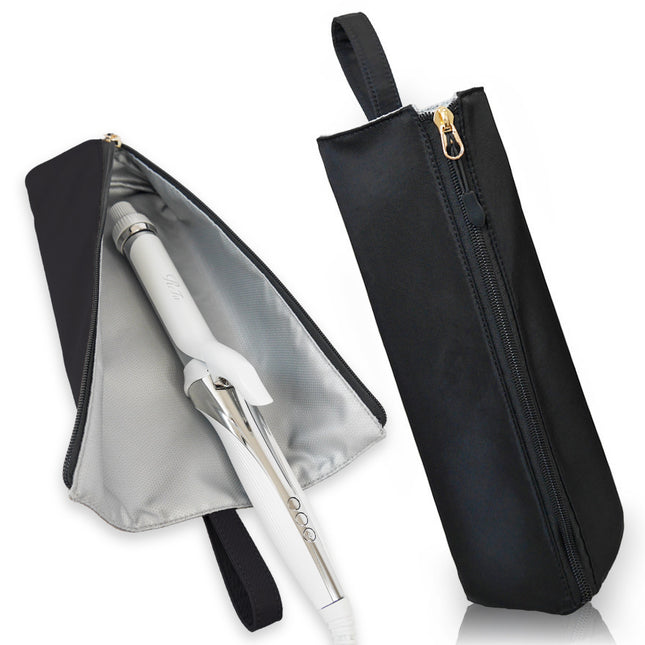 Black Heat-Resistant Styling Tool Organizer Compact Hanging Storage Pouch for Hair Tools